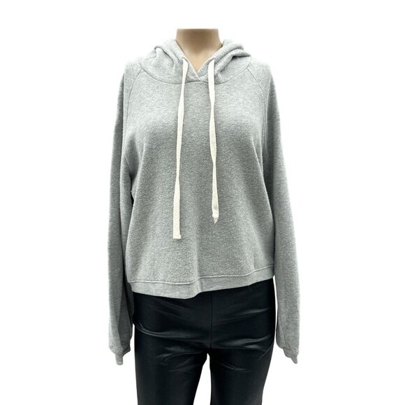 Project Social T Sweatshirt Gray Hoodie Drawstring Boxy Crop Pullover Women M - Picture 1 of 9